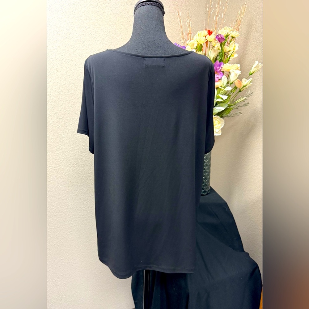 Liz Claiborne Career Chic Elegant Black Pleated Blouse Size 1 X - Picture 4 of 8